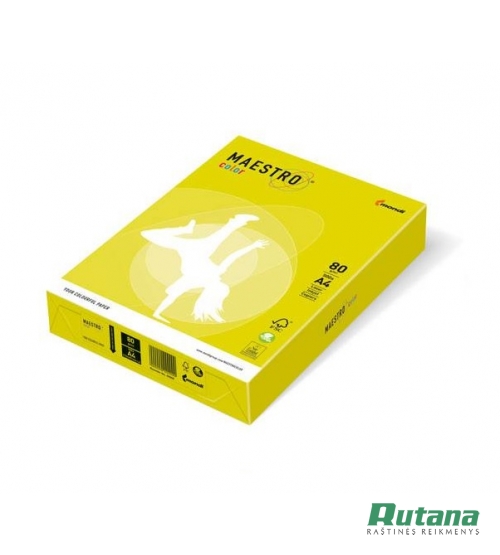 Spalvotas biuro popierius Maestro Color neoninė geltona A4 80g 500l. NEOGB