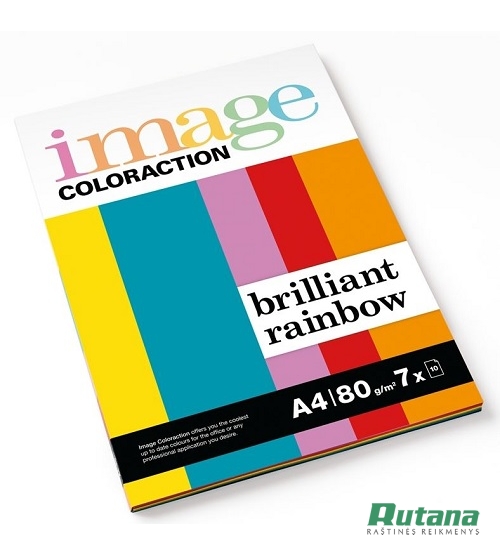 Spalvoto biuro popieriaus Image Coloraction 7 ryškių spalvų rinkinys A4 80g 70l. 608005