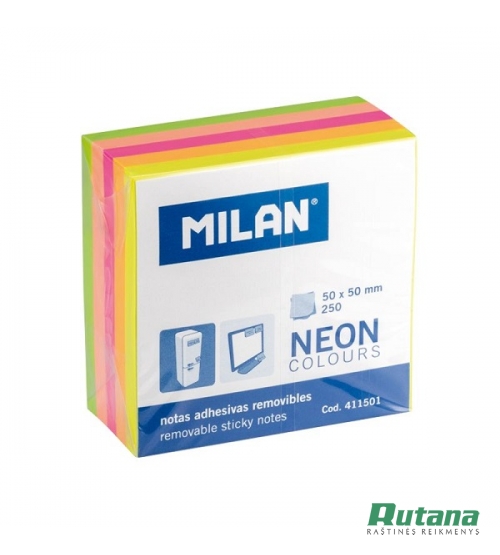 Lipnių lapelių kubas (250 l.) 50 x 50 mm įvairių spalvų Milan 411501