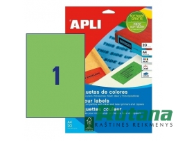 Lipnios etiketės A4/210 x 297 mm 20 lapų žalios sp. Apli 01602