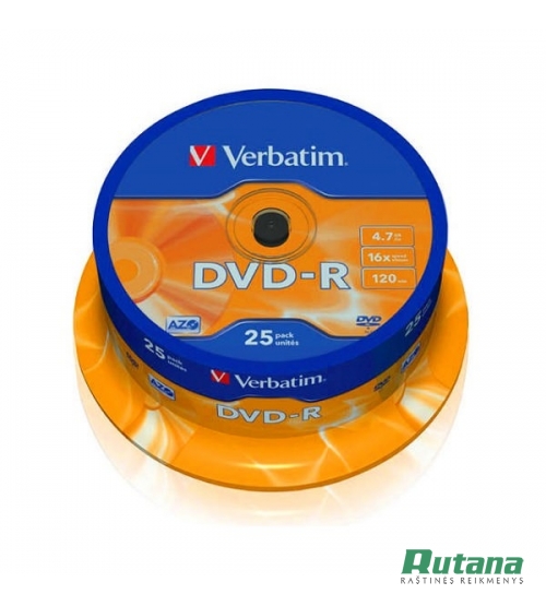 Kompaktiniai diskai DVD-R 4.7GB 16x 25 vnt. Verbatim 43522