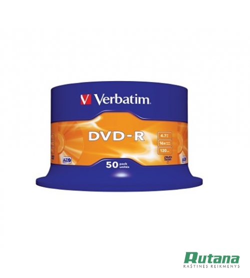 Kompaktiniai diskai DVD-R 4.7GB 16x 50 vnt. Verbatim 43788