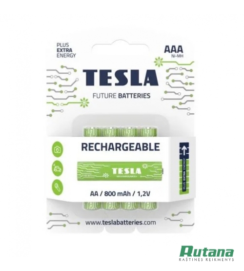 Pakraunamas elementas Rechargeable+ 800 mAh HR03 AAA Tesla