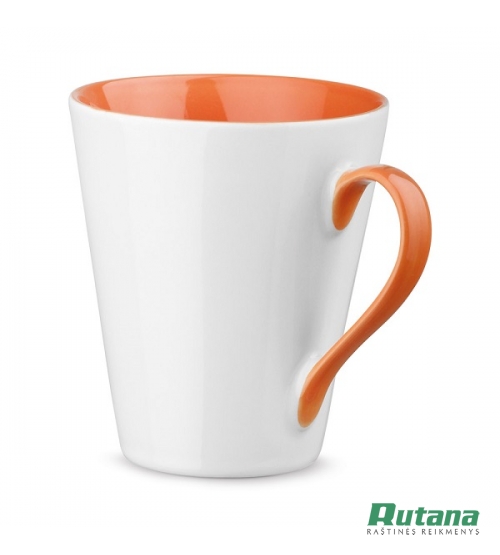 Keramikinis puodelis 320ml "Colby" baltas/oranžinis HD 93837-128