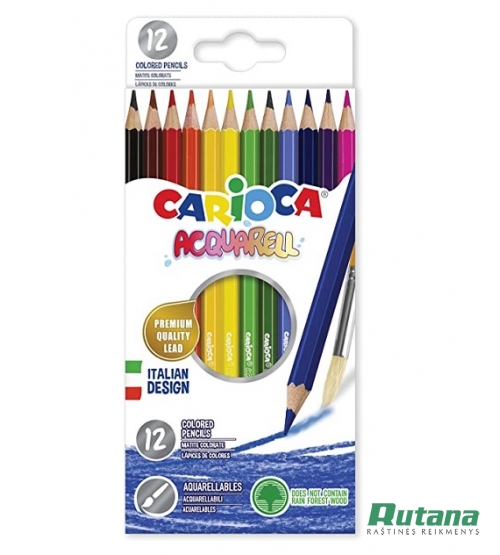 Spalvoti pieštukai akvareliniai Carioca 12 spalvų Universal 42857