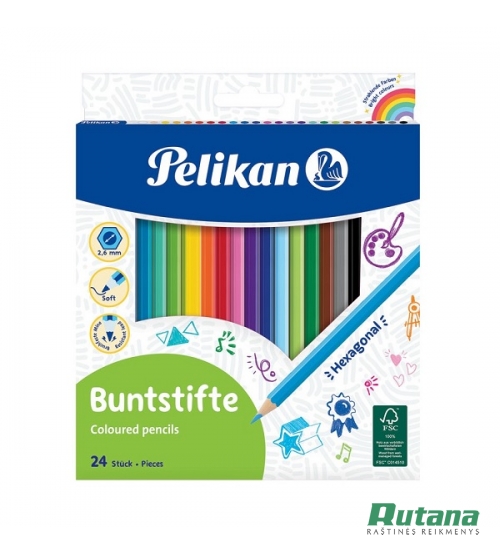 Spalvoti pieštukai Buntstifte 24 spalvų Pelikan 724013