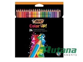 Spalvoti pieštukai trikampiai Color Up 24 spalvų BIC