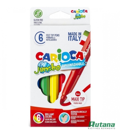 Flomasteriai JUMBO Carioca 6 spalvų Universal 40568