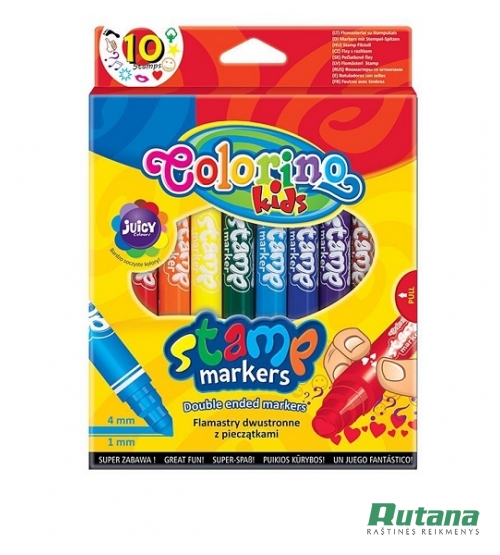 Flomasteriai dvipusiai su antspaudukais 10 spalvų Colorino 36092PTR
