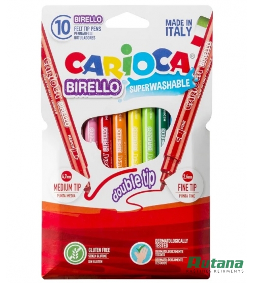 Flomasteriai BIRELLO Carioca dvipusiai 10 spalvų Universal 41438