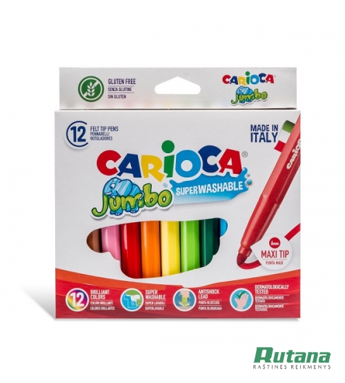 Flomasteriai JUMBO Carioca 12 spalvų Universal 40569