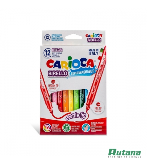 Flomasteriai BIRELLO Carioca dvipusiai 12 spalvų Universal 41457