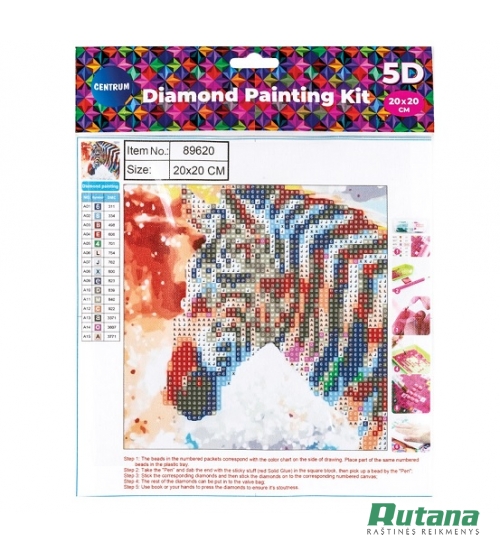 Deimantinės mozaikos rinkinys 5D "Zebras" 20x20cm Centrum 89620